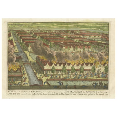 Antique Print of the Batavia Massacre 'Present-Day Jakarta', Indonesia, ca.1740